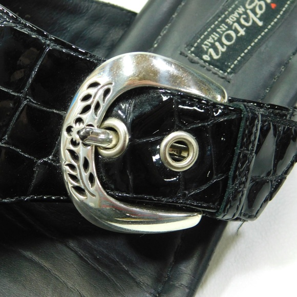 BRIGHTON Lark Made in Italy Black Sandals 6 M - Picture 4 of 7